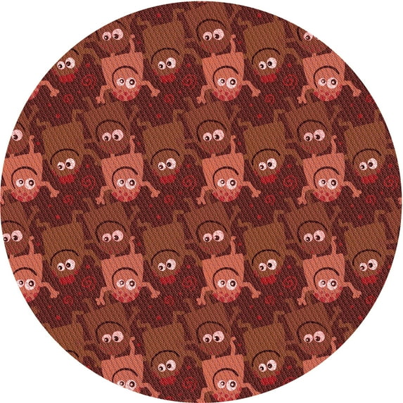 Ahgly Company Machine Washable Indoor Round Transitional Grapefruit Red Area Rugs, 6' Round