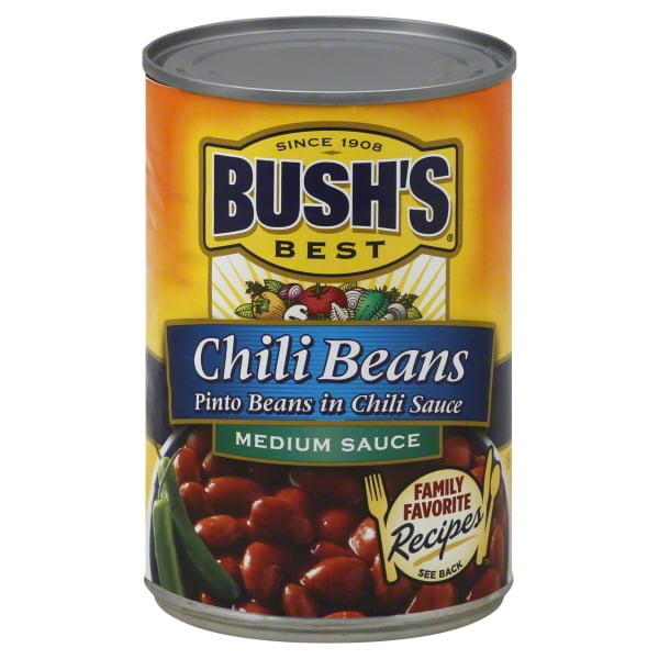 BUSH'S Chili Beans, Pinto Beans in Medium Chili Sauce, Canned Beans, 16
