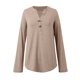 thumbnail image 4 of MHFRRA Camisa de Manga Larga con Cuello En V y Botones para Mujer, Blusa Informal para Otoño e Invierno, Cómoda, de Tela Suave, Elegante, para Uso Diario. Caqui, 4 of 7