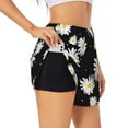 thumbnail image 2 of Bixox Women's Daisies Flowers pattern 2 in 1 Running Shorts - Lightweight Athletic Workout Gym Yoga Shorts Liner with Pockets -, 2 of 7