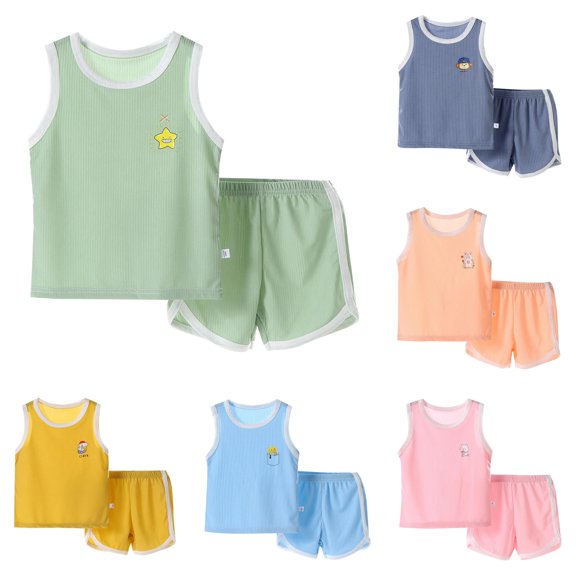 Summer Outfits for Toddler Boys Children's Quick Drying Vest Top and Shorts Two Piece Outfit Sets Size 18-24 Months ,Green
