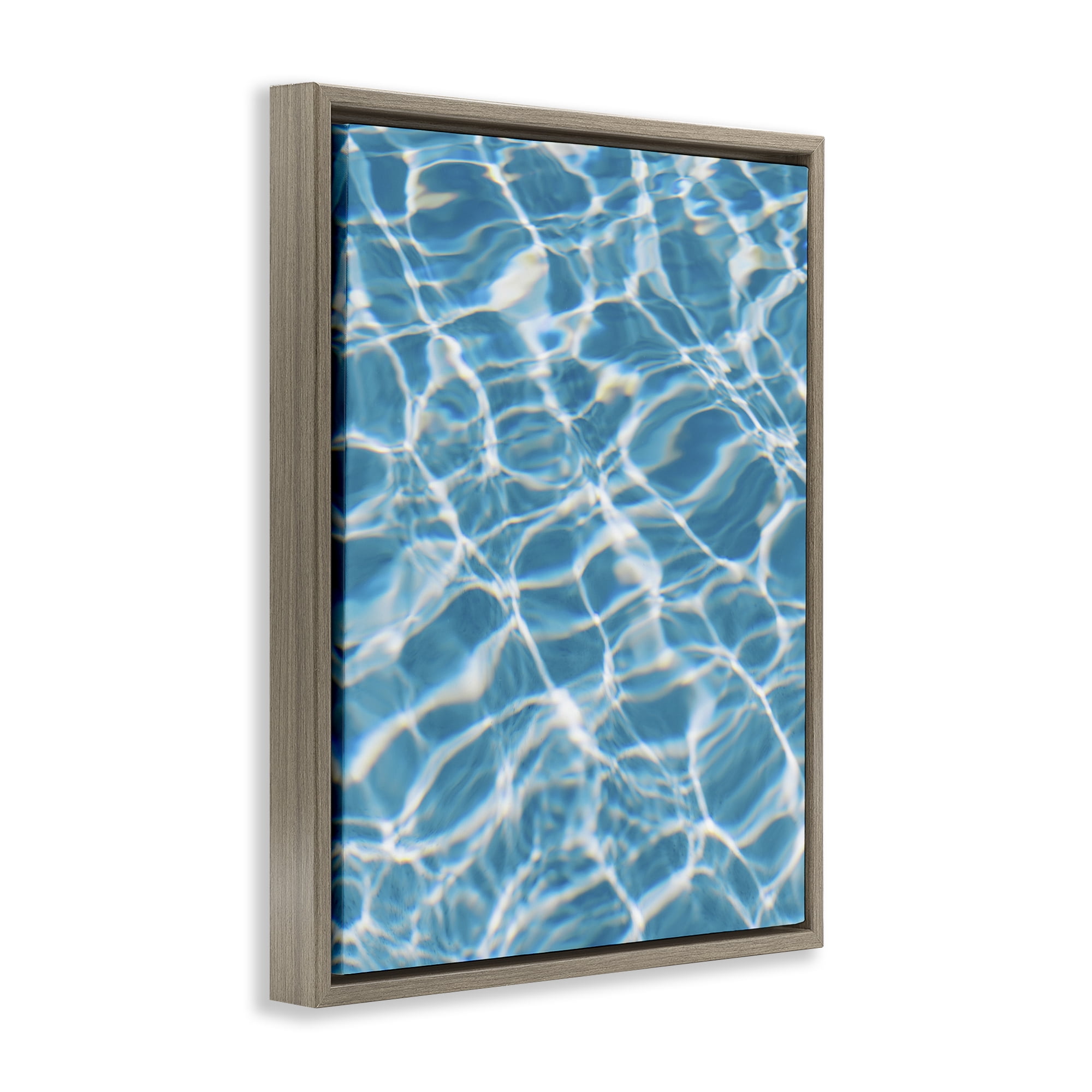 Stupell Industries Ocean Water Ripples Abstract Painting Brown Floater Framed Canvas Art Print Wall Art, 17 x 21
