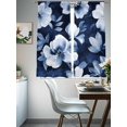 thumbnail image 3 of Navy Blue Spring Floral Sheer Curtains 72 Inch Length 2 Panels Set, Summer Botanical Abstract Flowers Window Treatment Rod Pocket Curtains Sheers Drapes for Bedroom/Living Room/Kitchen 52"x72"x2, 3 of 7