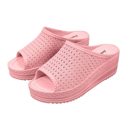 

Sandals for Women Sale Clearnce Slippers Mules Sandals Slides Ladies Wedge Heel Platform Slip On Flats Summer Open Toe Sandals Comfort Beach Casual Shoes US Size 3-5.5