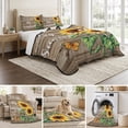 thumbnail image 6 of Queen Quilt Set 90''x96'', Yellow Sunflower Lightweight Bedspread Coverlet Set with 2 Pillow Shams, Butterfly Sunshine Brown Farmhouse Wood Breathable All Season Quilt Bedding for Bedroom/Guest Room, 6 of 9