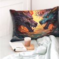 thumbnail image 4 of Goofa Colorful Wave Dragon Head Print Plush Throw Pillow Case, Soft Velvet with Hidden Zipper, Decorative Cushion Cover for Sofa, Bed, Car, and Home Décor-20"x30", 4 of 6