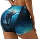 thumbnail image 1 of Fotbe Ice Blue Ocean Cute Dolphin Shorts Sin Costuras – Shorts Deportivos de Cintura Alta para Mujer, Elásticos para Gimnasio, Yoga, Running o Ciclismo-Small, 1 of 8