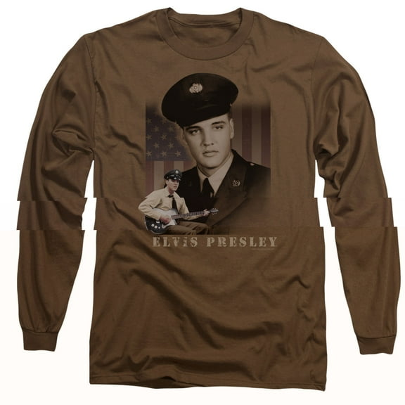 Elvis Presley GI Elvis Adult Long Sleeve T-Shirt Coffee