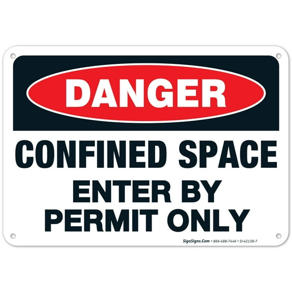 Danger Confined Space Sign, Enter by Permit Only Sign,