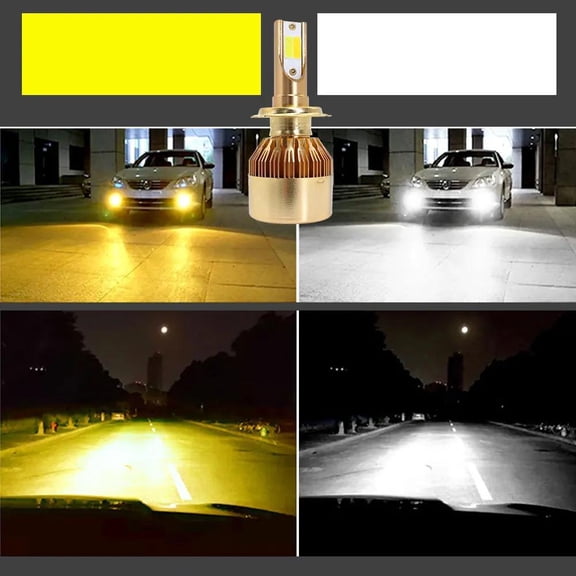 2 Color LED Headlight H7 H4 Bulb For Car Auto 3000K Yellow White 12V Fog Light H1 H11 H3 9005 9006 880 9012 Kit