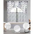 thumbnail image 2 of Dark Blue Grey Botanical Swag Curtains for Living Room/Bedroom Windows, Spring Floral Summer Farmhouse Kitchen Curtains and Valances Set 36 Inch Length, Light Filtering Swags Valance Curtain Panels, 2 of 5