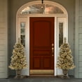 thumbnail image 5 of 4 ft. Pre-Lit Artificial Glittery Bristle® Pine Christmas Entrance Tree, Green, Clear Lights, Flocked with Pinecones, Frosted Branches, Includes Decorative Urn Base, 5 of 7