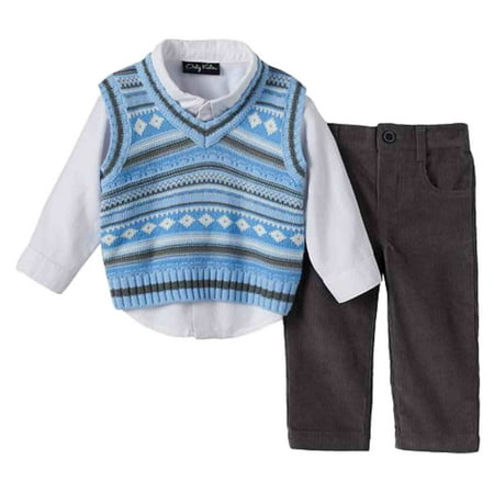 

Only Kids Infant Boys 3 Piece Dress Up Outfit Pants Shirt Blue Sweater Vest 18m