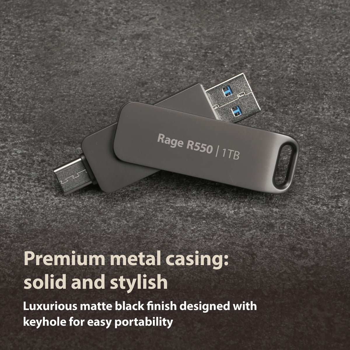 Patriot RAGE R550 256GB USB 3.2 Gen 1 Type-A+C Flash Drive - Thumb Drive - Pen Drive - PE256GR550DSAD