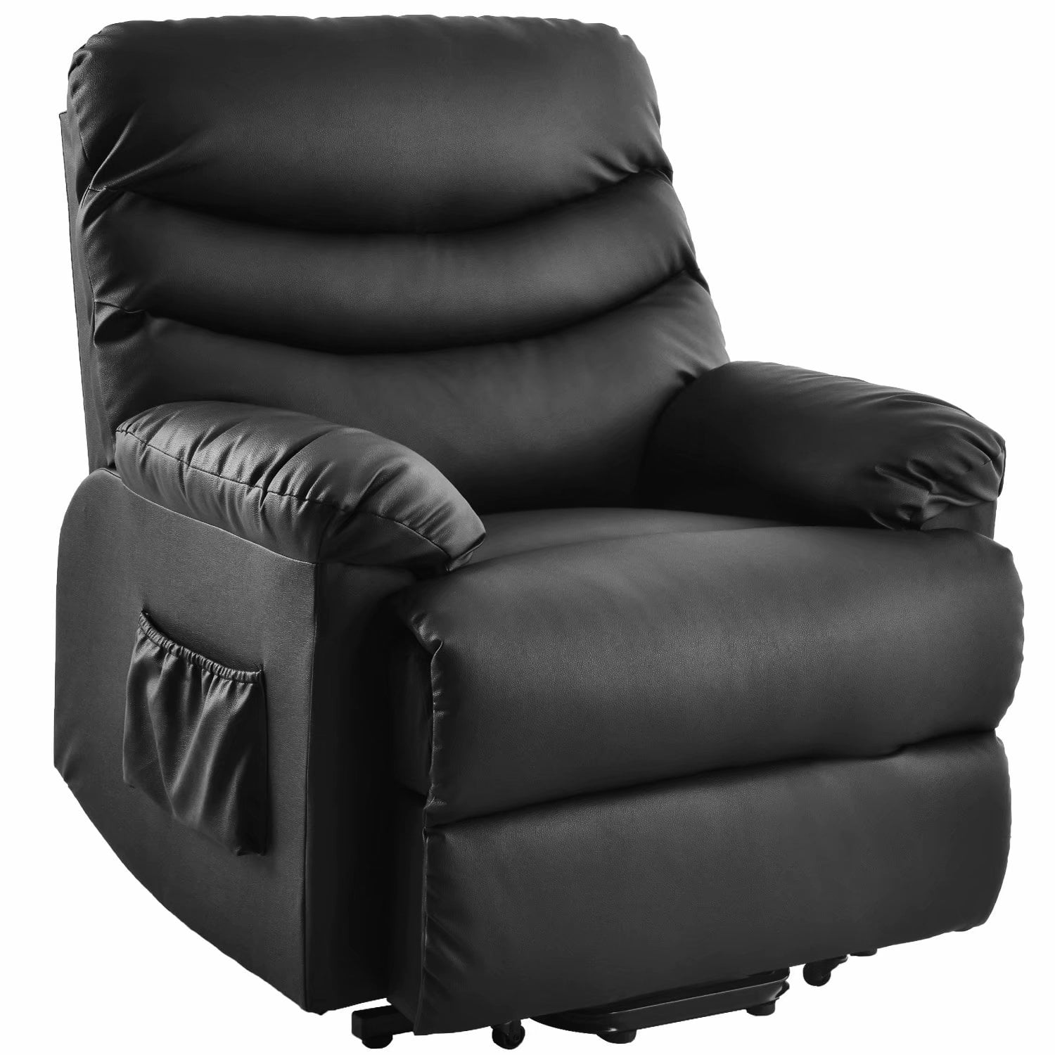 oris fur power recliner and lift chair in black pu leather lift recliner  chair heavy duty steel reclining mechanism（not available on walmart