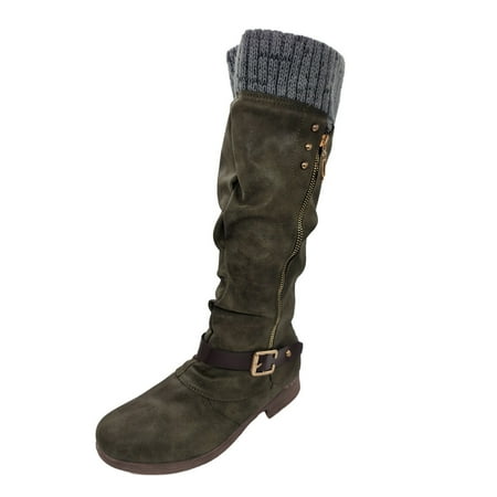 Boots Fashion Heels Knee High Boots for Women Wide Calf Warm Long Low High Knee High Boot Socks for Women Women s Shoes Zipper Casual Boots for Women Knee High Wide Calf Women s Boots