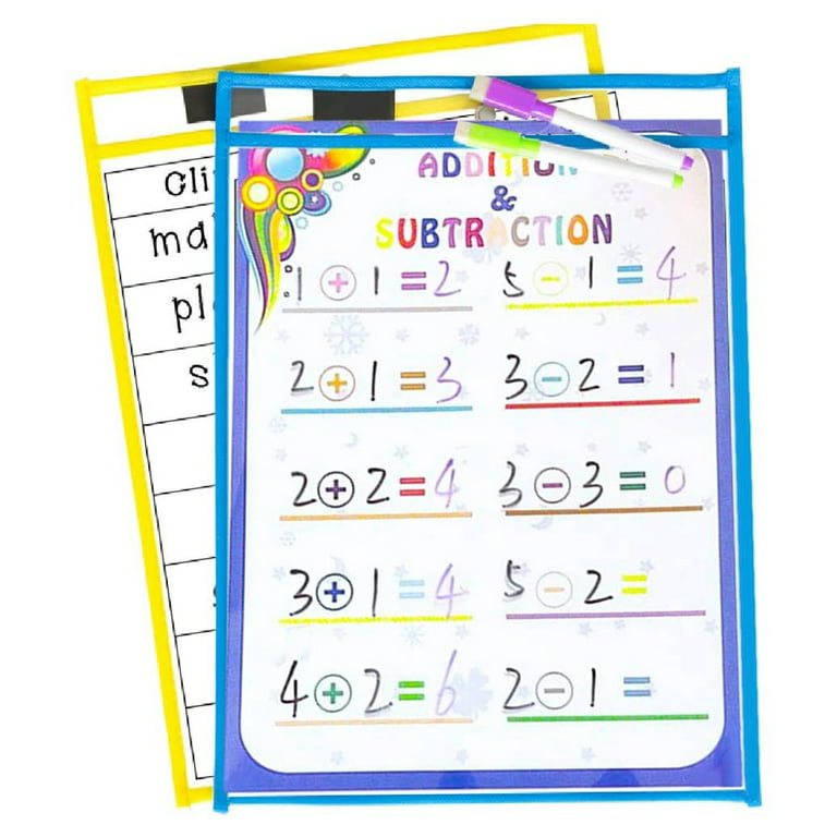 Scribbledo Dry Erase Pockets, 6 Pack Reusable Dry Erase Sleeves with Marker  Holder, Colorful Dry Erase Pocket Sleeves for School or Work, Assorted  Colors Sheet Protectors and Ticket Holders 