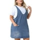 thumbnail image 4 of Vestido de mezclilla sin mangas de talla grande para mujer Agnes Orinda, con escote en V, vestido casual con bolsillos, 3X azul cielo, 4 of 4