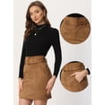 thumbnail image 2 of Falda de Gamuza Sintética para Mujer Minifalda Casuale de Cintura Alta con Cinturón marrón L, 2 of 5
