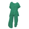 thumbnail image 6 of CILENON Travel Outfits for Women Women's Fashion Casual Loose Plus Size Suits European And American Short Sleeves Women Casual Outfits Yoga Sets for Women (Green1,XXXL), 6 of 6