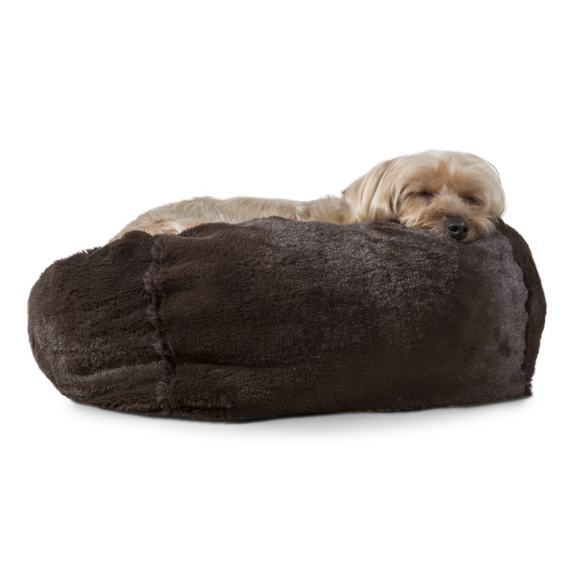 FurHaven Round Plush Ball Pet Bed for Dogs & Cats, Espresso, Small