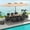 Coffee, variant on Costway 10 Pieces Patio Wicker Dining Set with Double-Sided Patio Umbrella 8 Armchairs Grey