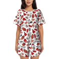 thumbnail image 1 of Balery Red Food Conjunto de Pijama para Mujer con Estampado, Dos Piezas de Manga Corta y Shorts, Ropa de Dormir Suave con Cuello Redondo y Bolsillos-Medium, 1 of 6
