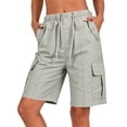 thumbnail image 3 of Kinrui Bermuda Shorts for Women Summer Quick Dry Cargo Shorts with Multi-Pockets Outdoor Drawstring Knee Length Hiking Short, 3 of 8