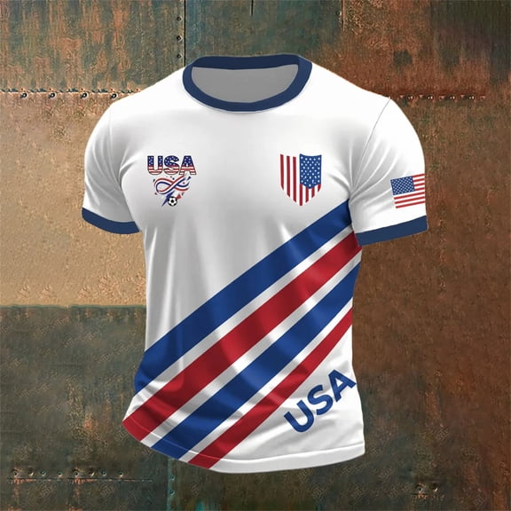 MAOQHI Mens Shirts Graphic T Shirt Short Sleeve Tee Crew Neck Casual Fan Sportswear World Cup Fan Tops for Men Daily Wear