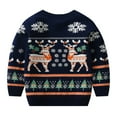 thumbnail image 2 of Baywell Toddler Boy Girl Christmas  Knit Pullover Sweater Tops Long Sleeve Round Neck Sweater Reindeer Elk Dinosaur Sweatshirts Tops For Kids Girls And Boys 3-8 Years, 2 of 8