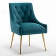 thumbnail image 4 of SEYNAR  Modern Velvet Dining Chairs Set of 4, Upholstered Accent Chair Tufted Back Armless Chair with Back Pull Teal, 4 of 5