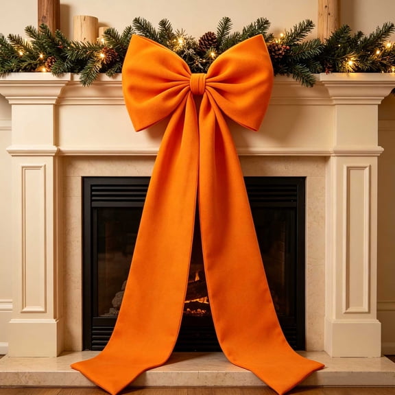 Clearance! Large Bow Thanksgiving Decoration for Front Door Porch Fireplace Mantel Oversized Ribbon Knot Fall Decorations Harvest Holiday Indoor Outdoor Party Wall Ornament