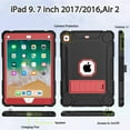 thumbnail image 3 of SUPNICE Case for iPad 6th/5th Generation (9.7-inch, 2018/2017), iPad Air 2nd Generation Case (2014) with Kickstand, Hybrid Shockproof Protective iPad 9.7 Case for Kids,Black and Red, 3 of 7