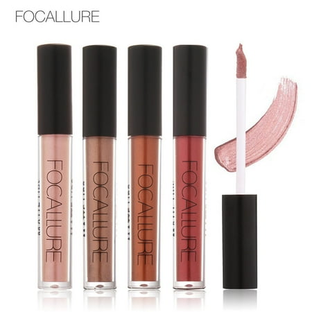 Color Gloss Lipstick - FOCALLURE 12 Types Non-stick Cup Metal Lipstick Waterproof Sparkling Lip Gloss Vivid Color Matte Lip Liquid Long Lasting Makeup