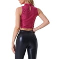 thumbnail image 3 of INSPIRE CHIC Metallic Crop Top for Women's Sleeveless Christmas Sparkly Sequin Tops S Hot Pink, 3 of 6