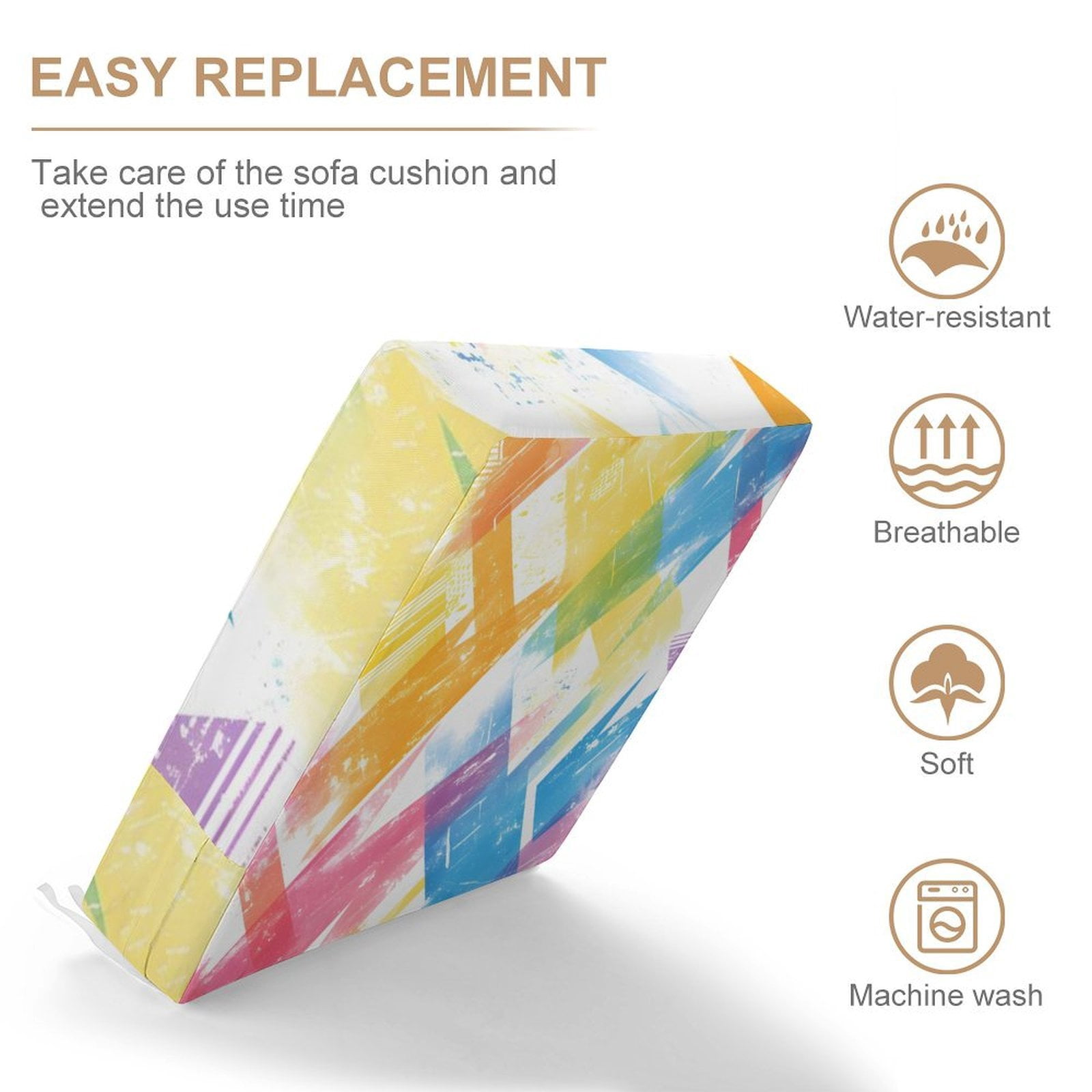 Outdoor Waterproof Sofa Cover Waterproof And Windproof Pull Rope Design Can Adjust The Size Of The Sofa Easy To Disassemble AliceBlue Tie-dye Background Rainbow Colors (2) 20x18x4in