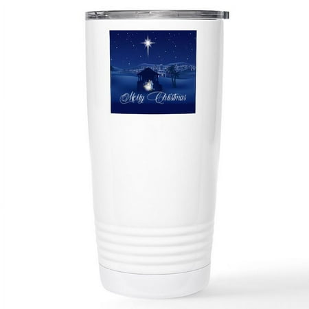 

CafePress - Merry Christmas Nativit Stainless Steel Travel Mug - Insulated Stainless Steel Travel Tumbler 20 oz.