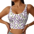 thumbnail image 3 of Goofa Lavender Flowers Printed Sports Bras for Women, High Impact Running Bra Workout Crop Tank Tops Longline Sports Bra Push up-Large, 3 of 9