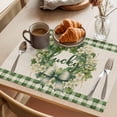 thumbnail image 3 of St. Patrick's Placemats Set of 2, Day Retro Wreath with Bowknot Green Plaid Non-Slip Place Mats Washable Table Mats for Kitchen Dining Table Decorations Indoor/Outdoor, 3 of 9