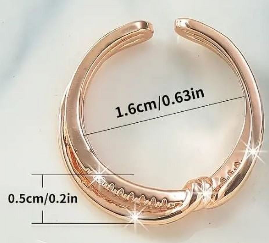 Rose Gold Sparkle French Manicure Glossy Almond Press On Nails and Adjustable Ring Set - Gift Set