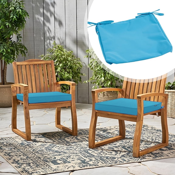Zoowood Outdoor Cushion Covers Waterproof Patio Chair Cushion Slipcovers with Zipper and Ties for Garden Furniture Rattan Seat Sky Blue