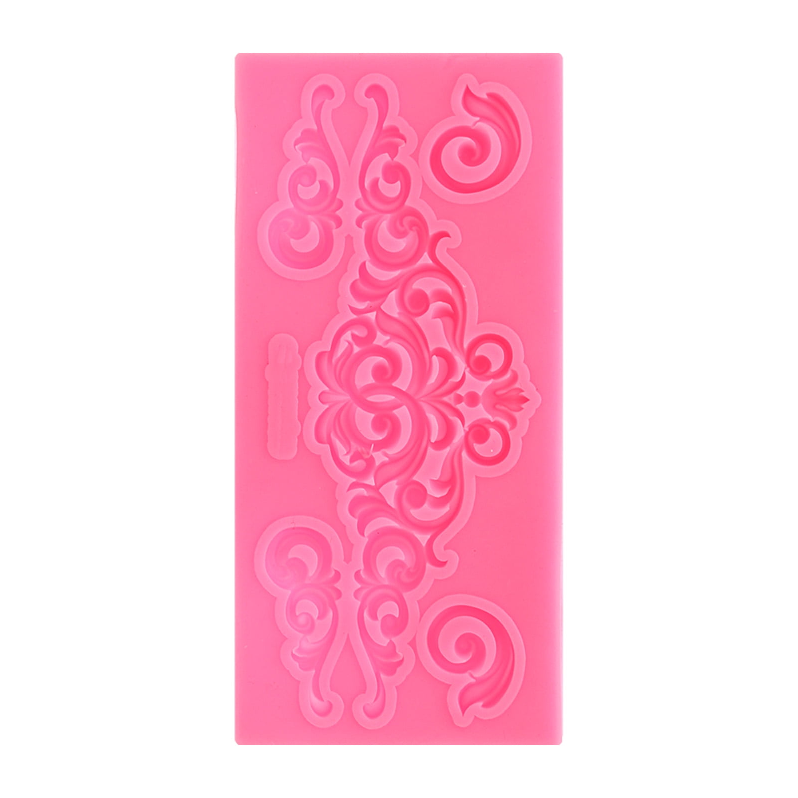 Uxcell 5 Pcs Polymer Clay Mold, Clay Mold Fondant Mold 3D Baroque Lod-Mold Silicone for Crafts Air Dry DIY Cake Pink