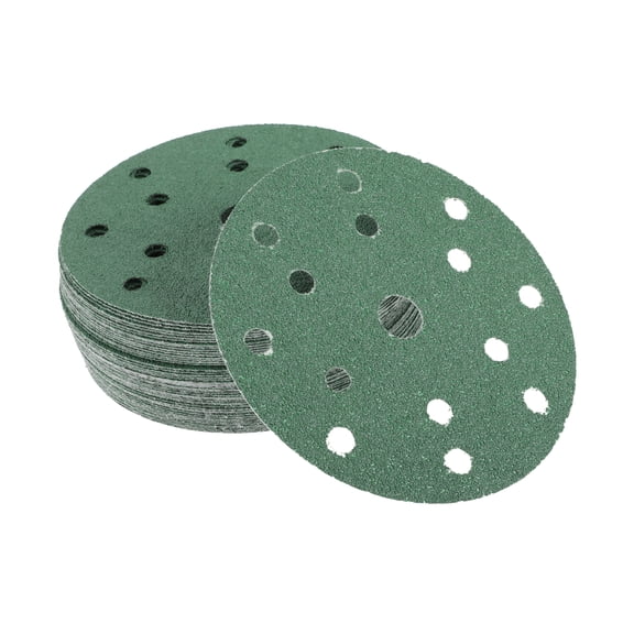 Unique Bargains Car Sanding Discs 6" 15 Hole 40 Grit Abrasion Resistance | Round Hook and Loop Sandpaper Green 50 Pcs