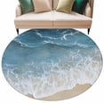 thumbnail image 2 of Wave Effect Modern Art Round Living Room Rugs 5 ft, Abstract Blue Beach Washable Area Rug with Non-Slip Sturdy Edge Binding Round Carpet for Entryway Kitchen Bedroom Bathroom, 2 of 9