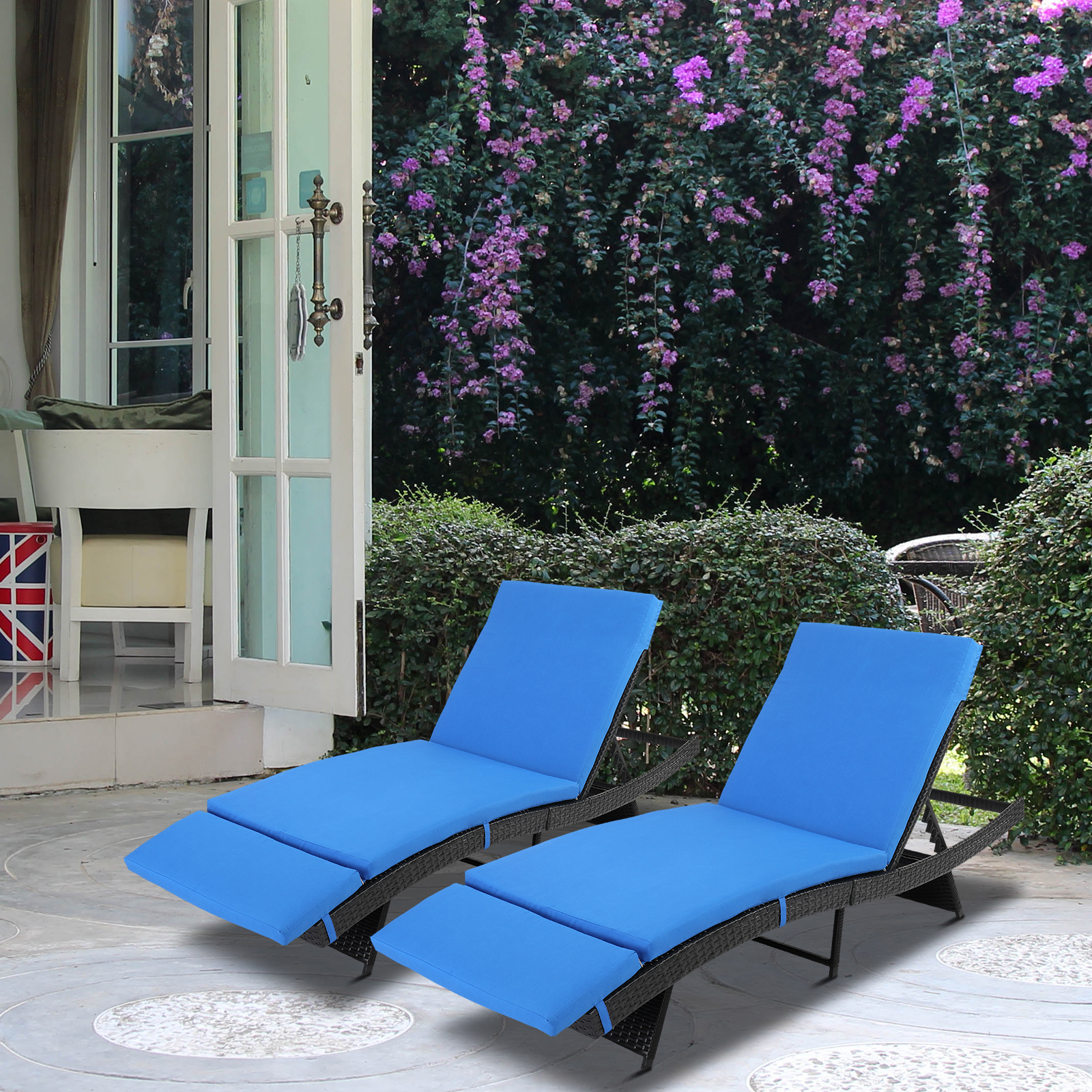 Patio Chaise Lounge Furniture, 5-Position Adjustable Cushioned Rattan Chaise, PE Wicker Backrest Lounger Chair, Suitable for Pool Balcony Deck Yard Garden, B33 - image 3 of 9