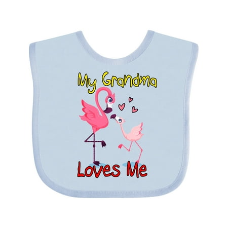 

Inktastic My Grandma Loves Me Flamingo Gift Baby Boy or Baby Girl Bib