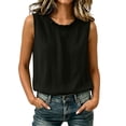 thumbnail image 2 of SSZMDLB Women Plus Size Sleeveless Ruffle Tank Tops Loose Round Neck Basic Tee Solid Boho Casual Summer Tops Vacation Holiday Outfits, Black XL, 2 of 7