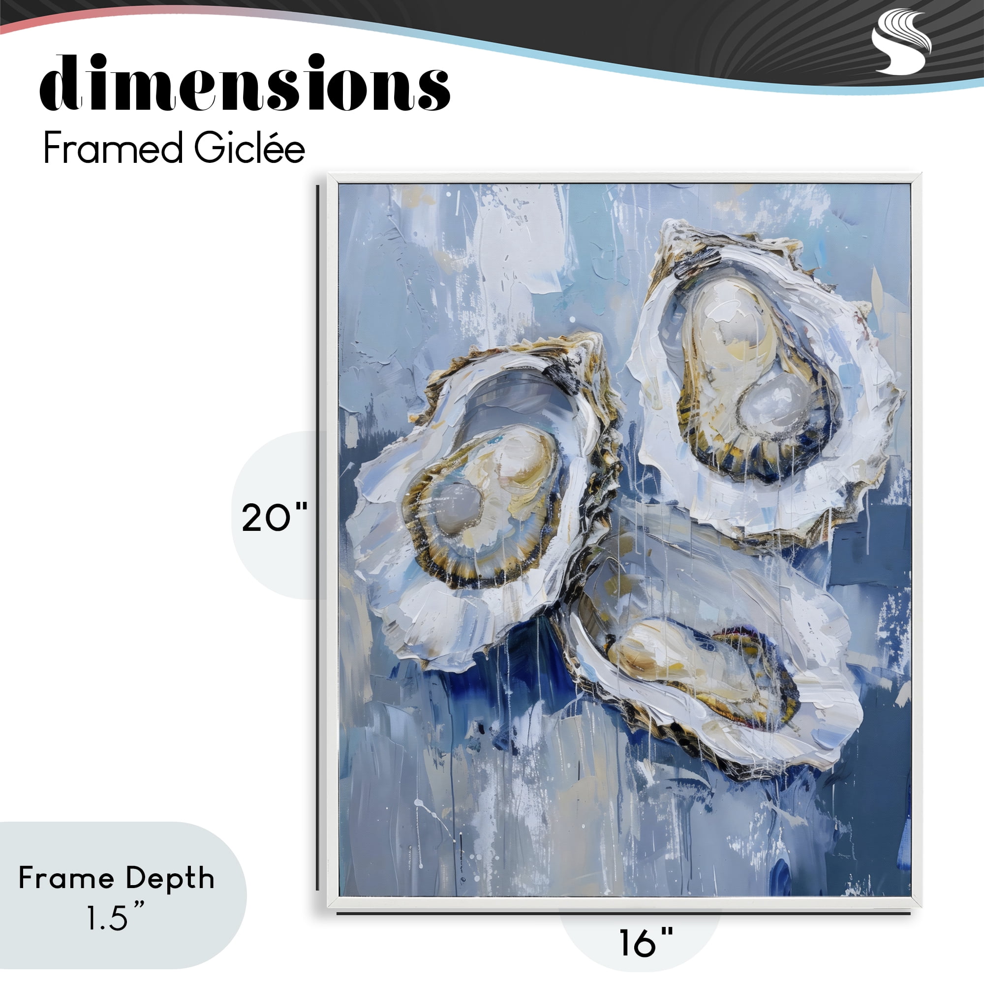 Stupell Industries Vibrant Blue Oysters White Framed Giclee Art, design by Creative Studio
