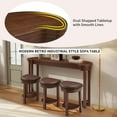thumbnail image 5 of LKTART Bar Table and Chairs Set, Modern Retro Sofa Table with Stools, Behind Couch Console Table Set, Solidwood Legs & Dividers, Bar Height Table for Kitchen, Small Space(Cherry), 5 of 9