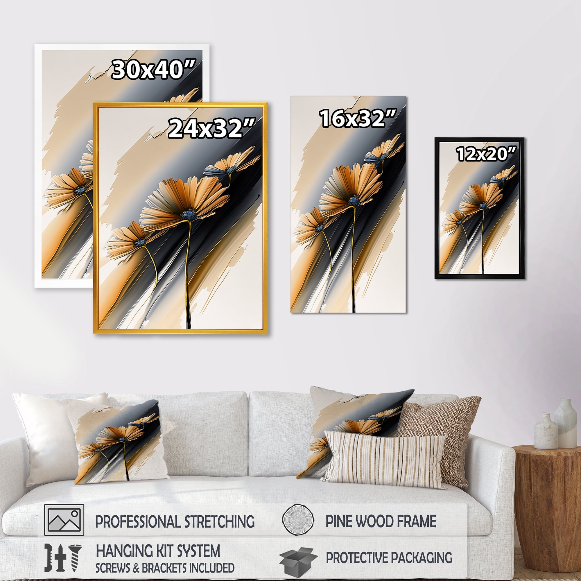 Designart Hyperrealistic Daisy Flowers IV Canvas Wall Art